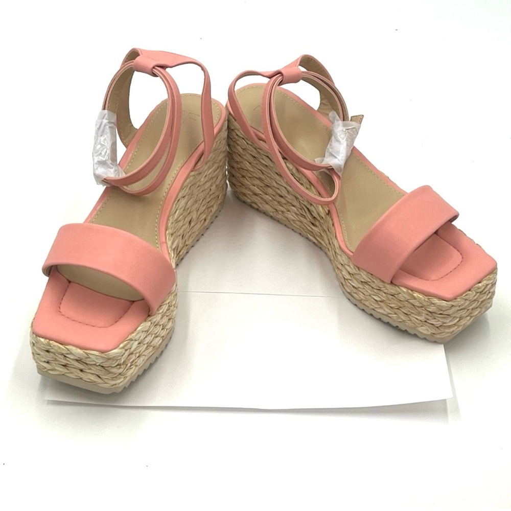NIB Just Fab Gaia Peach Bud Wedges Size 10